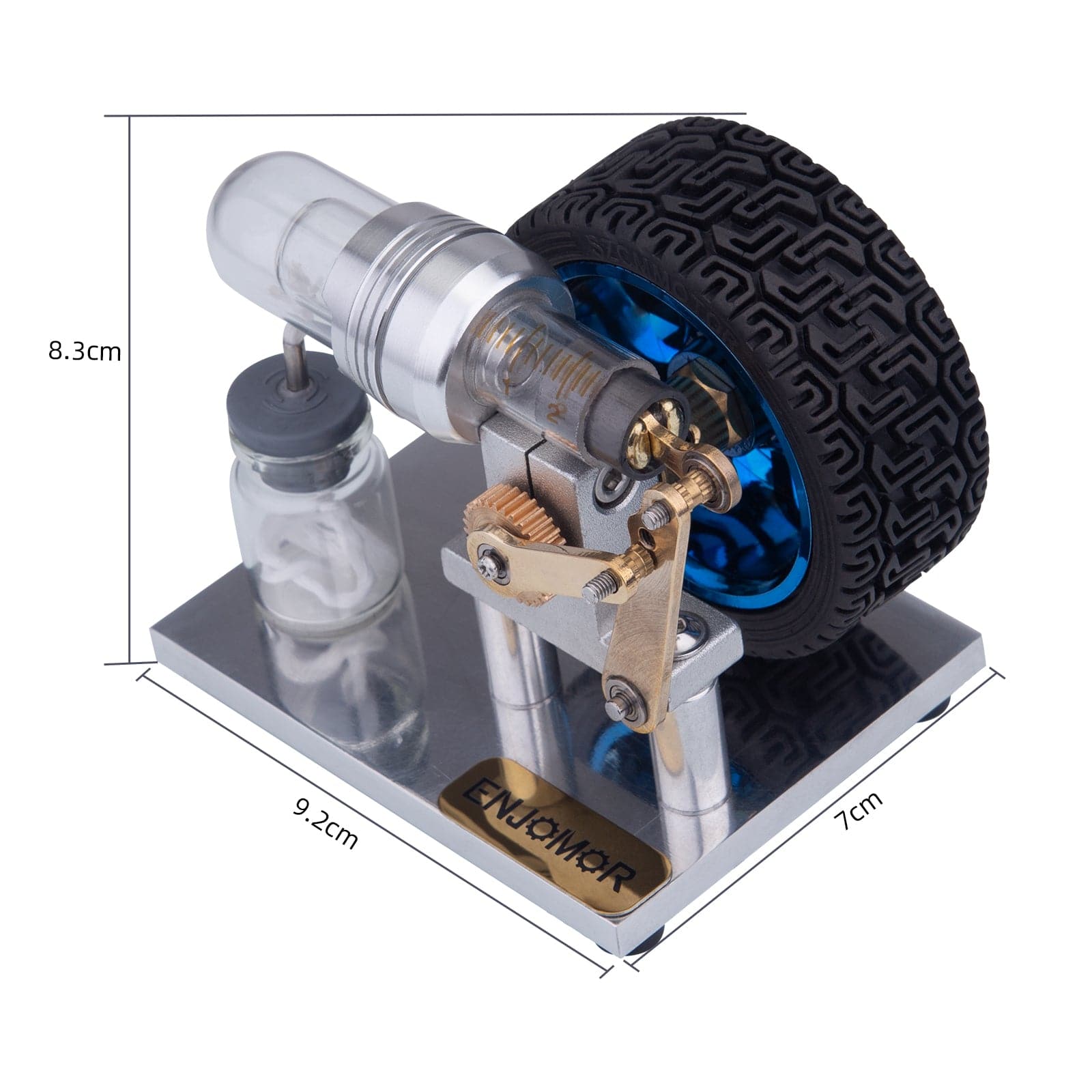 HelloWorld7-ENJOMOR Mini Rocker Arm Stirling engine Alpha Version with Tire