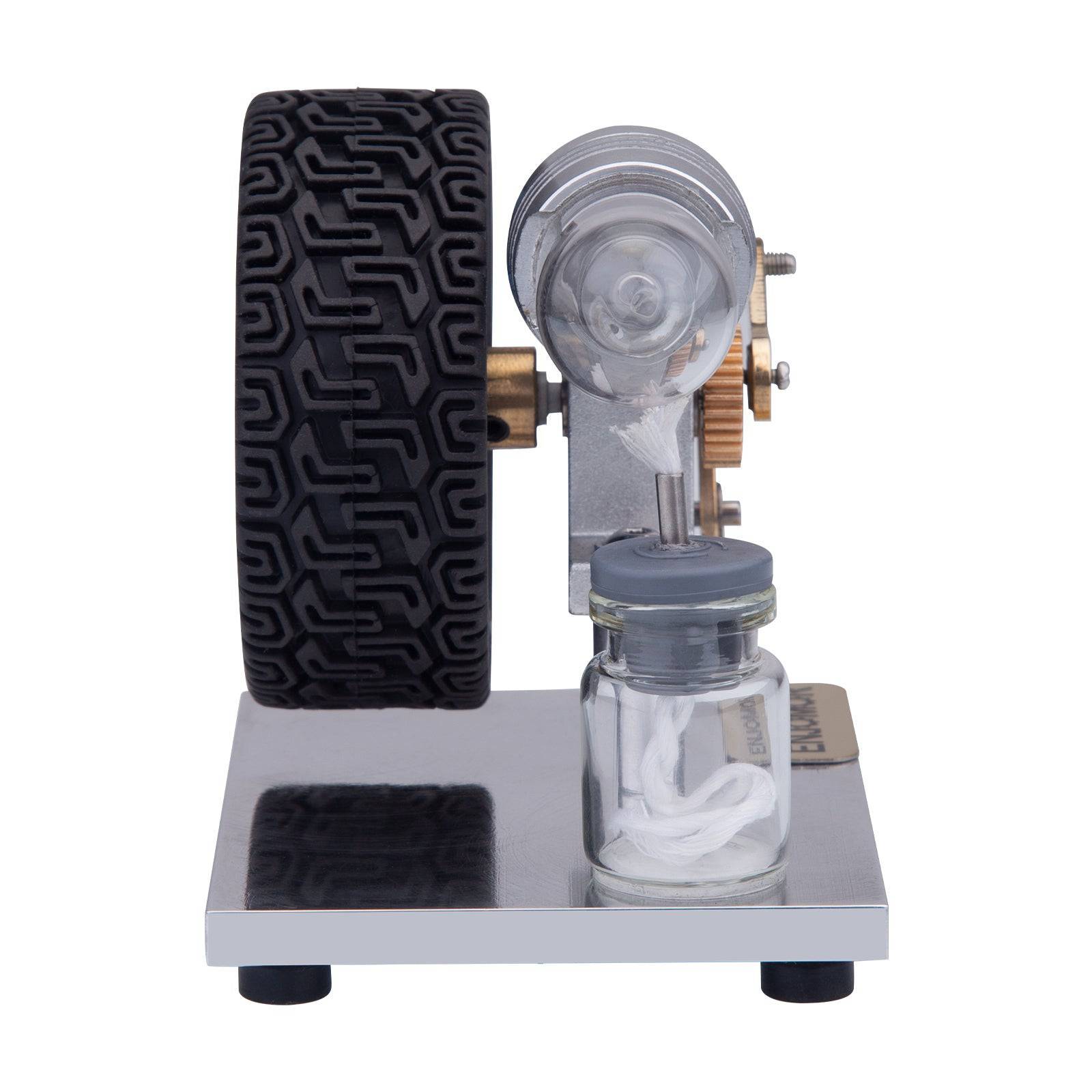 HelloWorld7-ENJOMOR Mini Rocker Arm Stirling engine Alpha Version with Tire