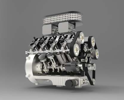 ENJOMOR V8 GS-V8 78CC DOHC Gasoline Water-cooled V8 Engine That Works with Starter Kit Full Set-helloworld7