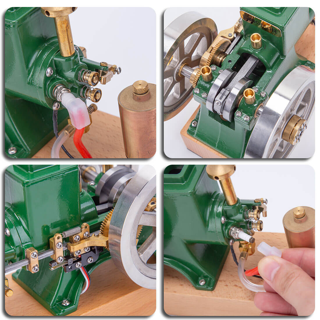 ENJOMOR 6cc Vintage Green Hit and Miss Gas Engine Model 4 Stroke Stationary Engine Gift-helloworld7