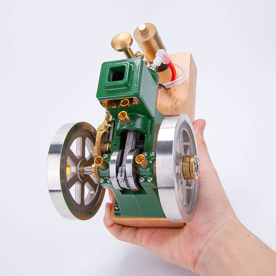 ENJOMOR 6cc Vintage Green Hit and Miss Gas Engine Model 4 Stroke Stationary Engine Gift-helloworld7