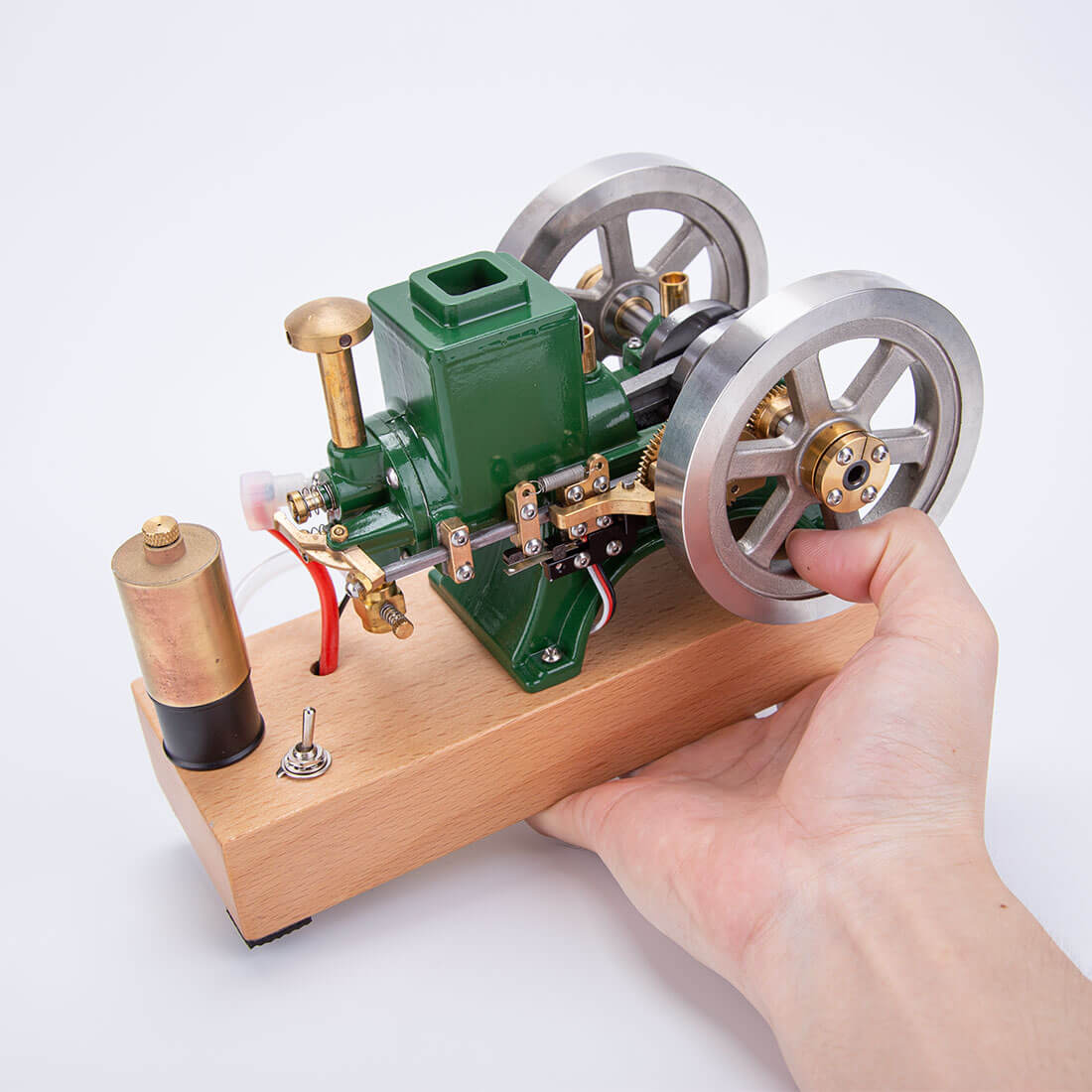 ENJOMOR 6cc Vintage Green Hit and Miss Gas Engine Model 4 Stroke Stationary Engine Gift-helloworld7