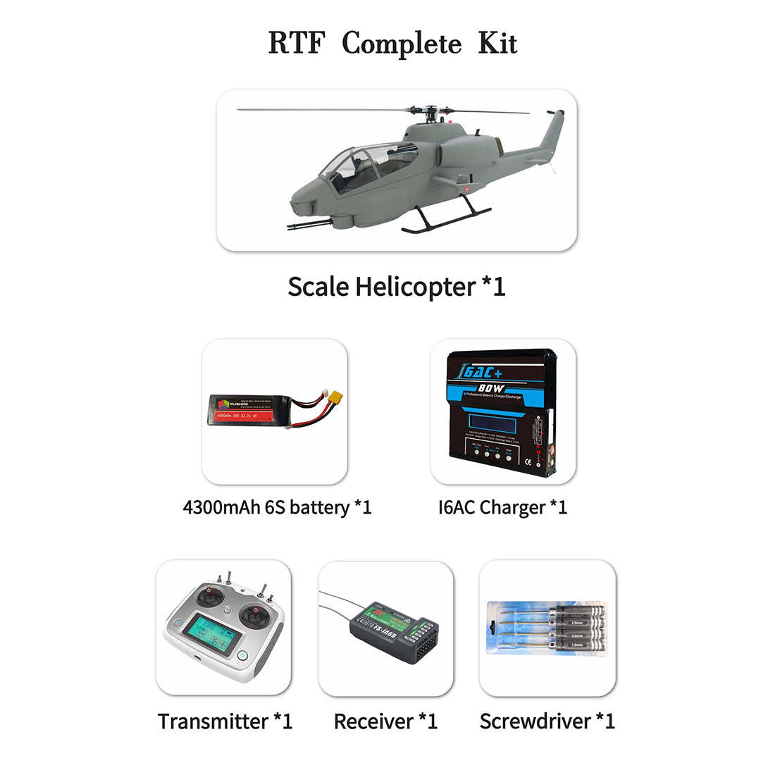FLISHRC FL500 AH-1 Cobra 500-Class Scale RC Helicopter RTF with GPS & L7 Flight Controller-helloworld7
