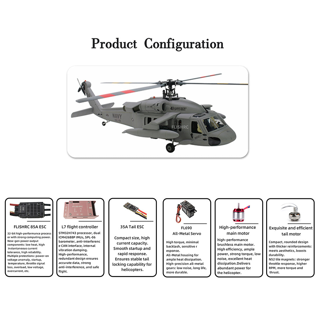 FLISHRC FL500 SH-60 500-Class Scale RC Helicopter RTF with GPS & L7 Flight Controller Grey-helloworld7