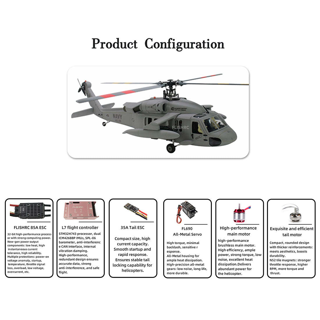 FLISHRC FL500 SH-60 500-Class Scale RC Helicopter RTF with GPS & L7 Flight Controller Grey-helloworld7