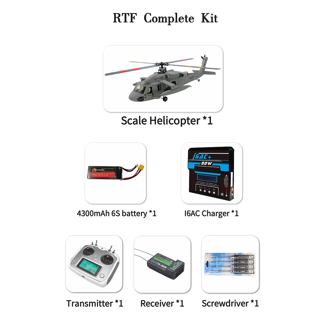 FLISHRC FL500 SH-60 500-Class Scale RC Helicopter RTF with GPS & L7 Flight Controller Grey-helloworld7