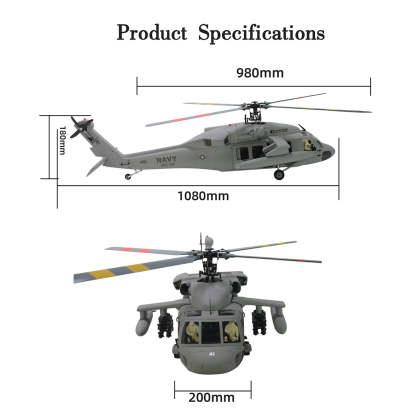 FLISHRC FL500 SH-60 500-Class Scale RC Helicopter RTF with GPS & L7 Flight Controller Grey-helloworld7