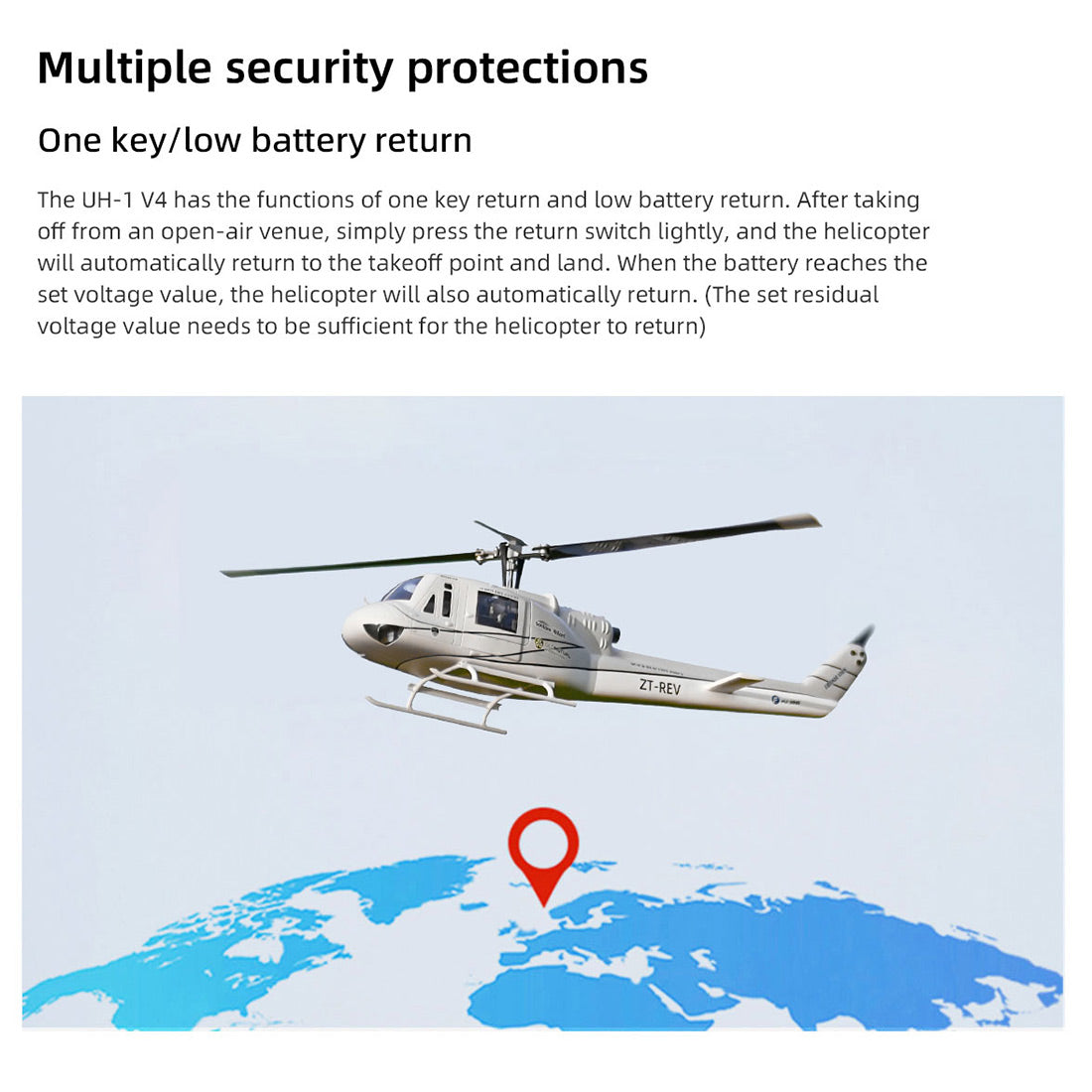 HelloWorld7-FlyWing Bell UH-1 Huey V4 GPS RTF helicopter Anyone Can Fly it