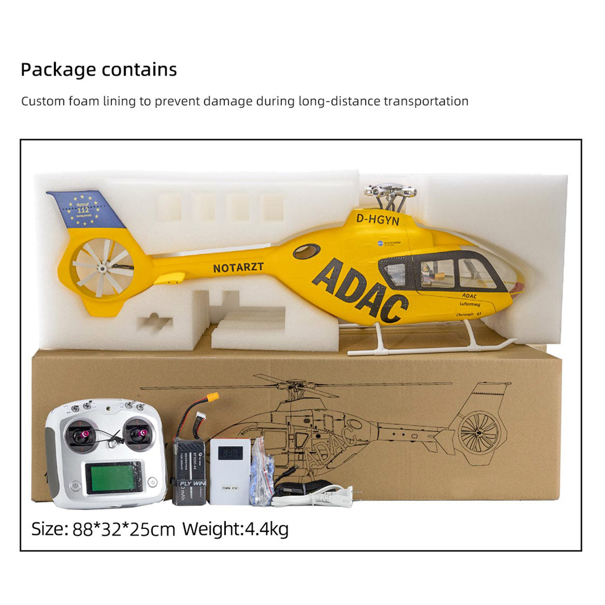 HelloWorld7-FLYWING EC135 470 Class RC Helicopter ADAC 6CH 2.4G with H1 Flight Controller & GPS