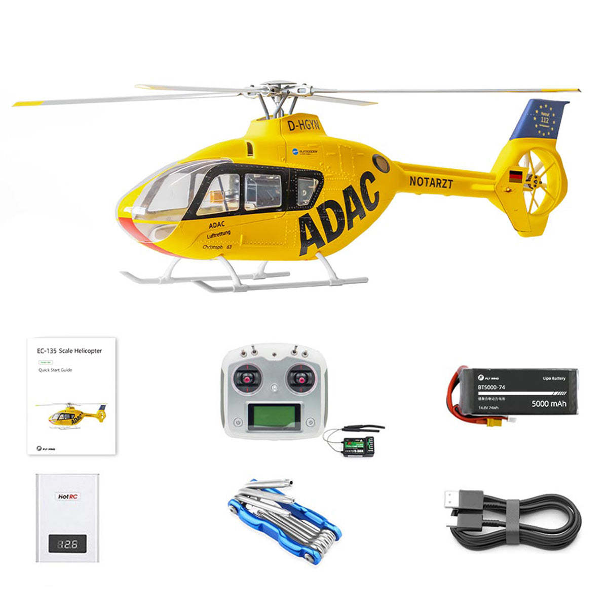 HelloWorld7-FLYWING EC135 470 Class RC Helicopter ADAC 6CH 2.4G with H1 Flight Controller & GPS