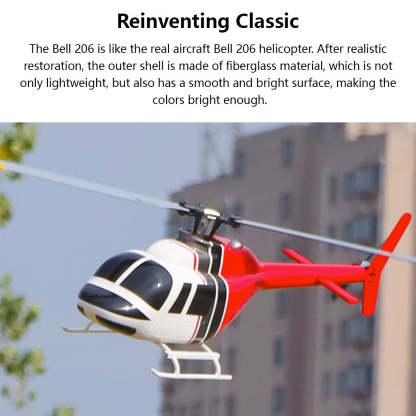 HelloWorld7-FLYWING Bell-206-V2 470-Class RC Helicopter Model 2.4G RC 6CH Electric Airplane