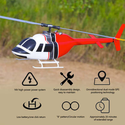 HelloWorld7-FLYWING Bell-206-V2 470-Class RC Helicopter Model 2.4G RC 6CH Electric Airplane
