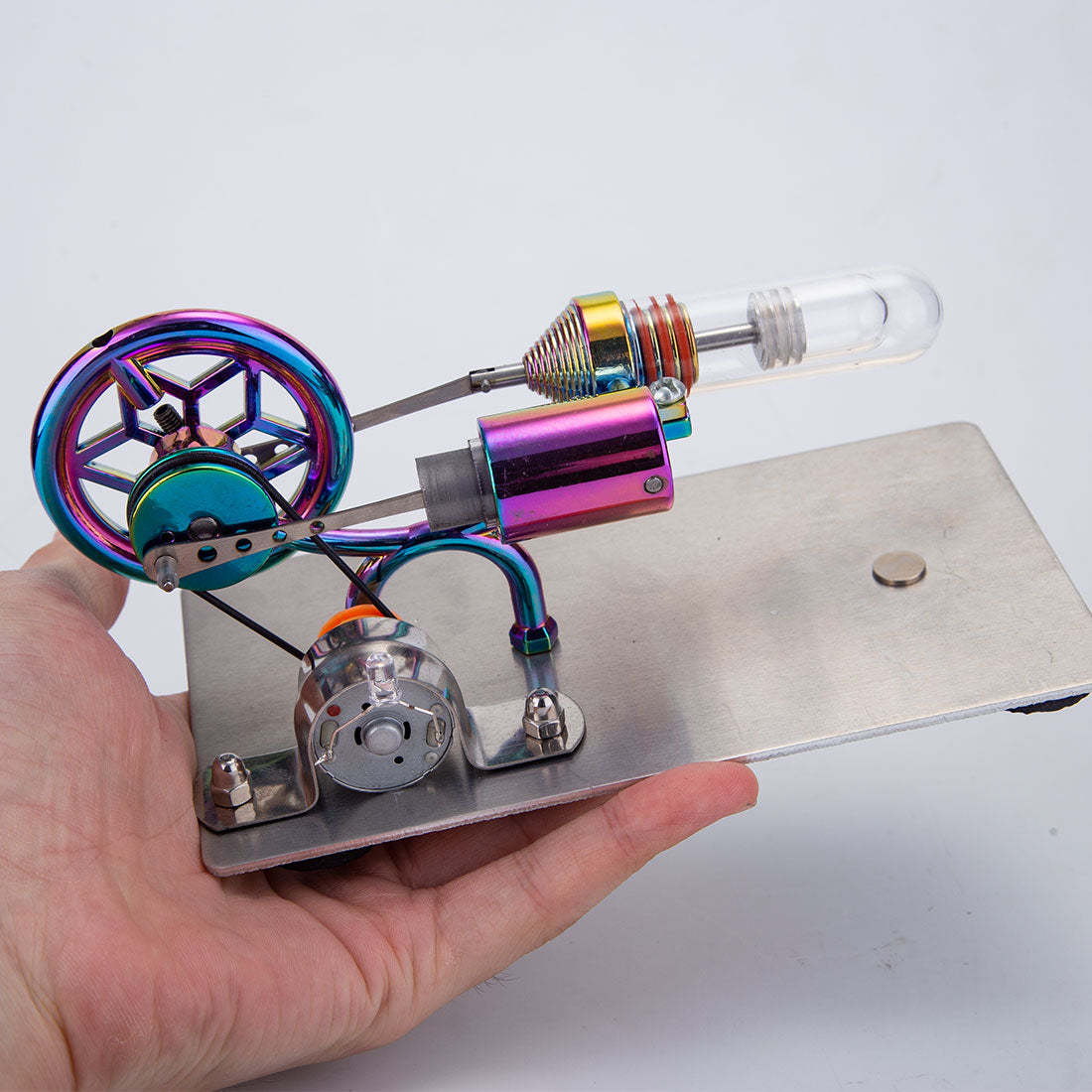 HelloWorld7-Gamma Free Piston Stirling Engine with LED Lights Physics Demos