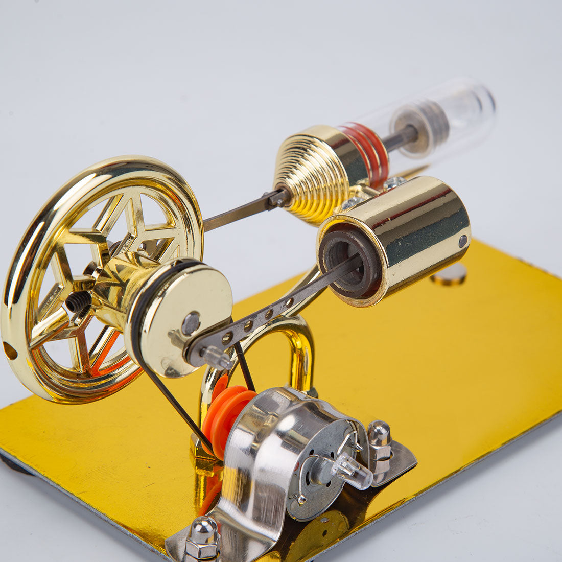 HelloWorld7-Gamma Free Piston Stirling Engine with LED Lights Physics Demos