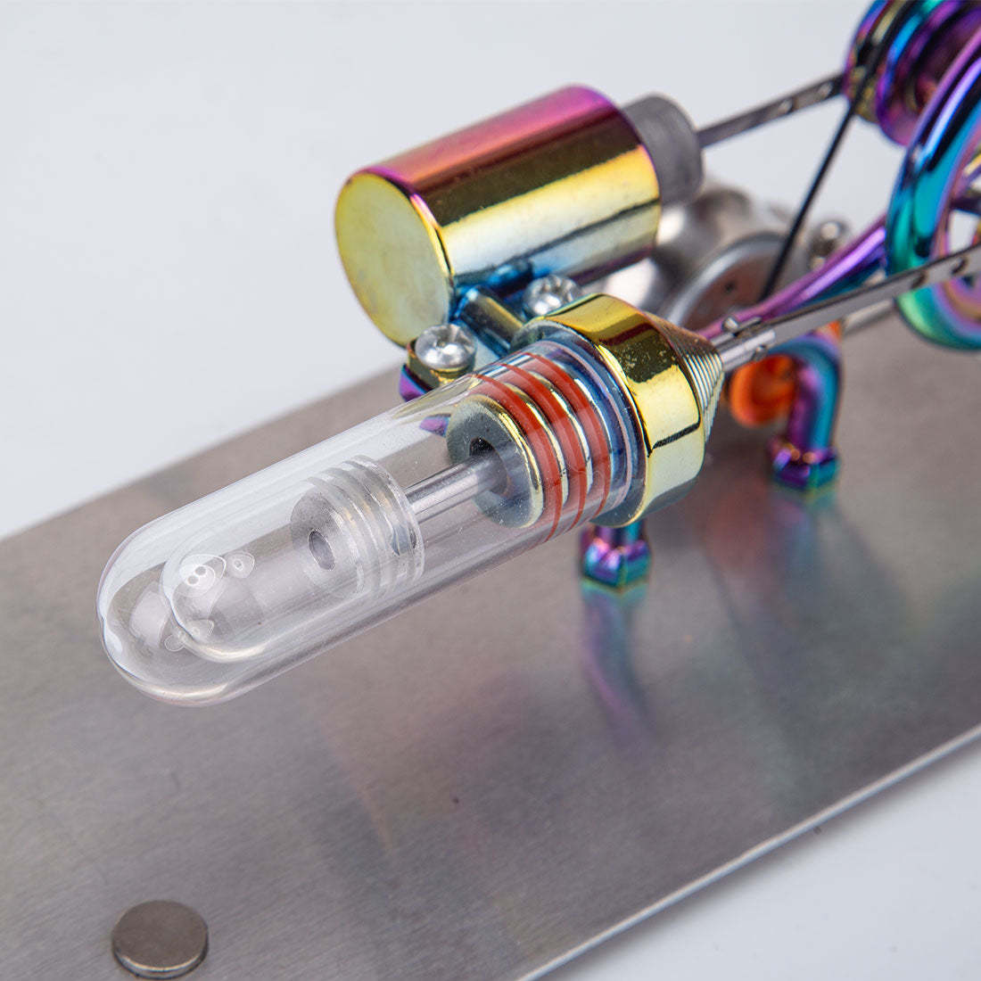 HelloWorld7-Gamma Free Piston Stirling Engine with LED Lights Physics Demos