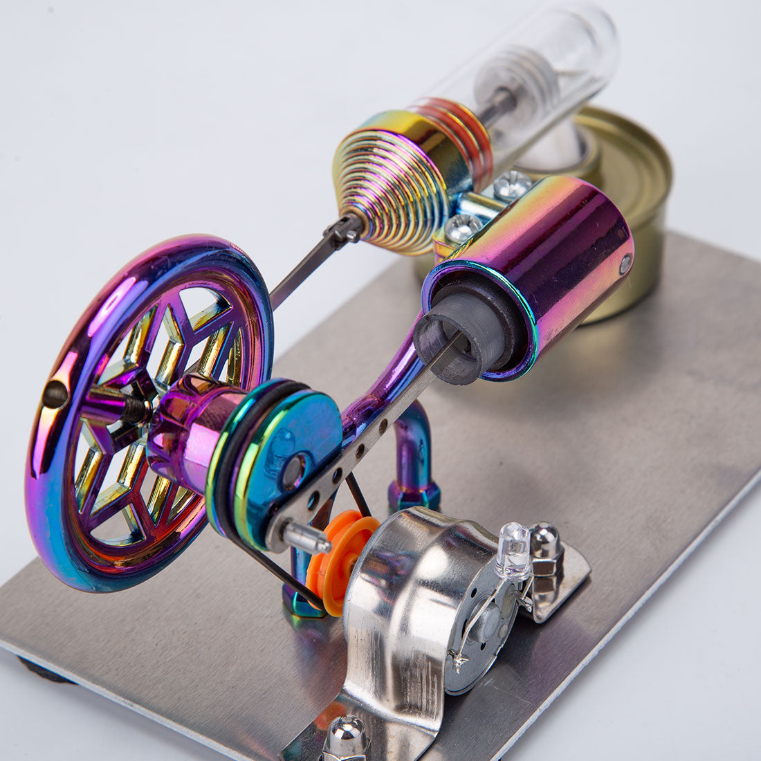 HelloWorld7-Gamma Free Piston Stirling Engine with LED Lights Physics Demos