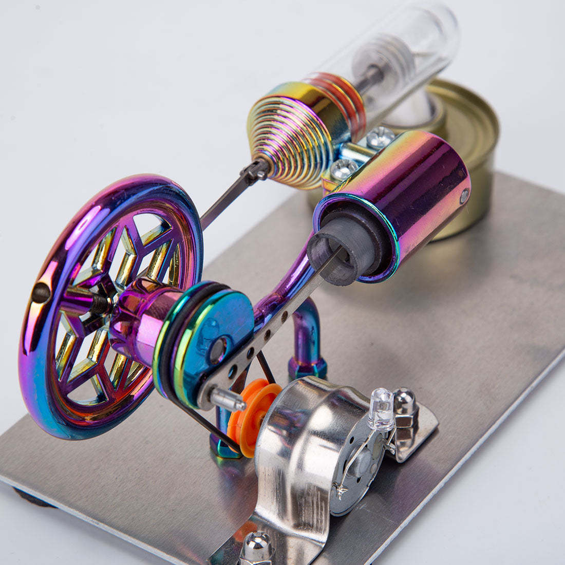 HelloWorld7-Gamma Free Piston Stirling Engine with LED Lights Physics Demos