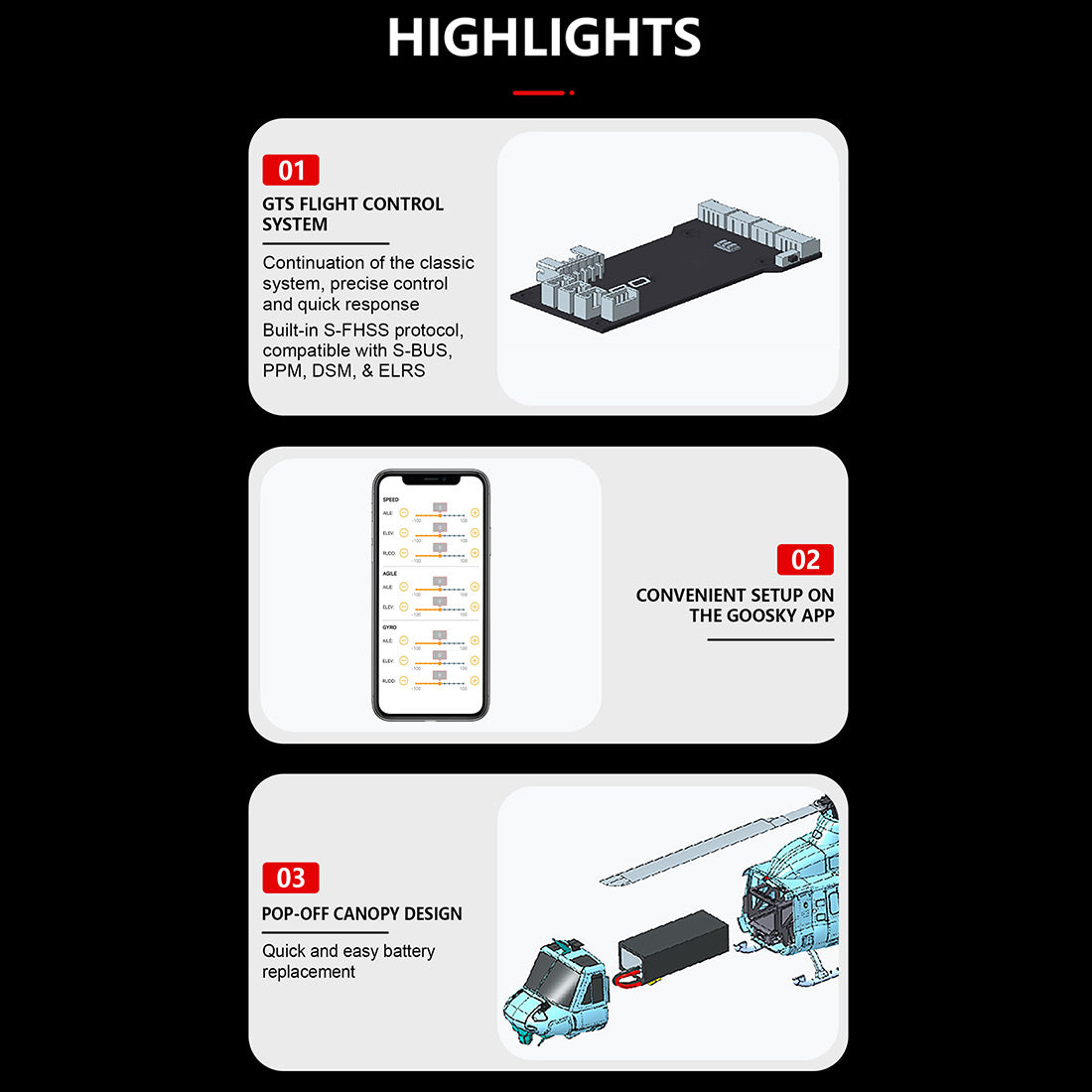 GOOSKY E2 UH-1Y Venom 1/35 Scale 6CH Dual Brushless RC Helicopter RTF GTS System-helloworld7