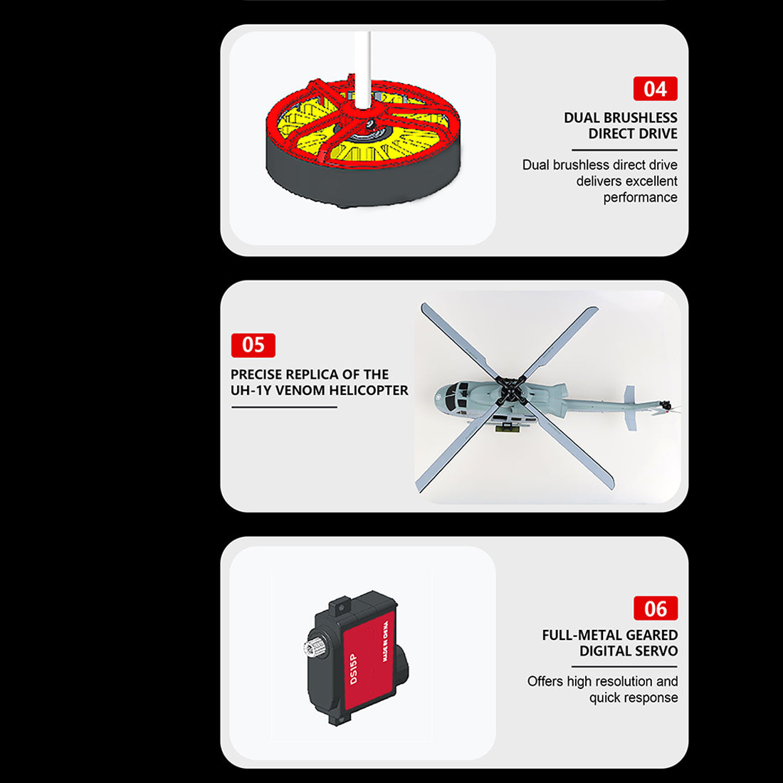 GOOSKY E2 UH-1Y Venom 1/35 Scale 6CH Dual Brushless RC Helicopter RTF GTS System-helloworld7