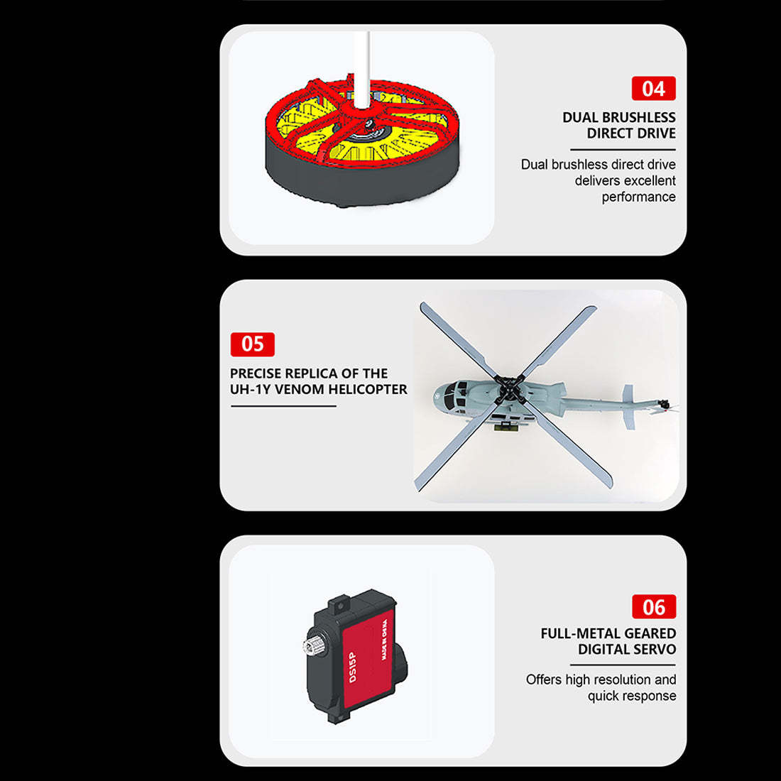 GOOSKY E2 UH-1Y Venom 1/35 Scale 6CH Dual Brushless RC Helicopter RTF GTS System-helloworld7