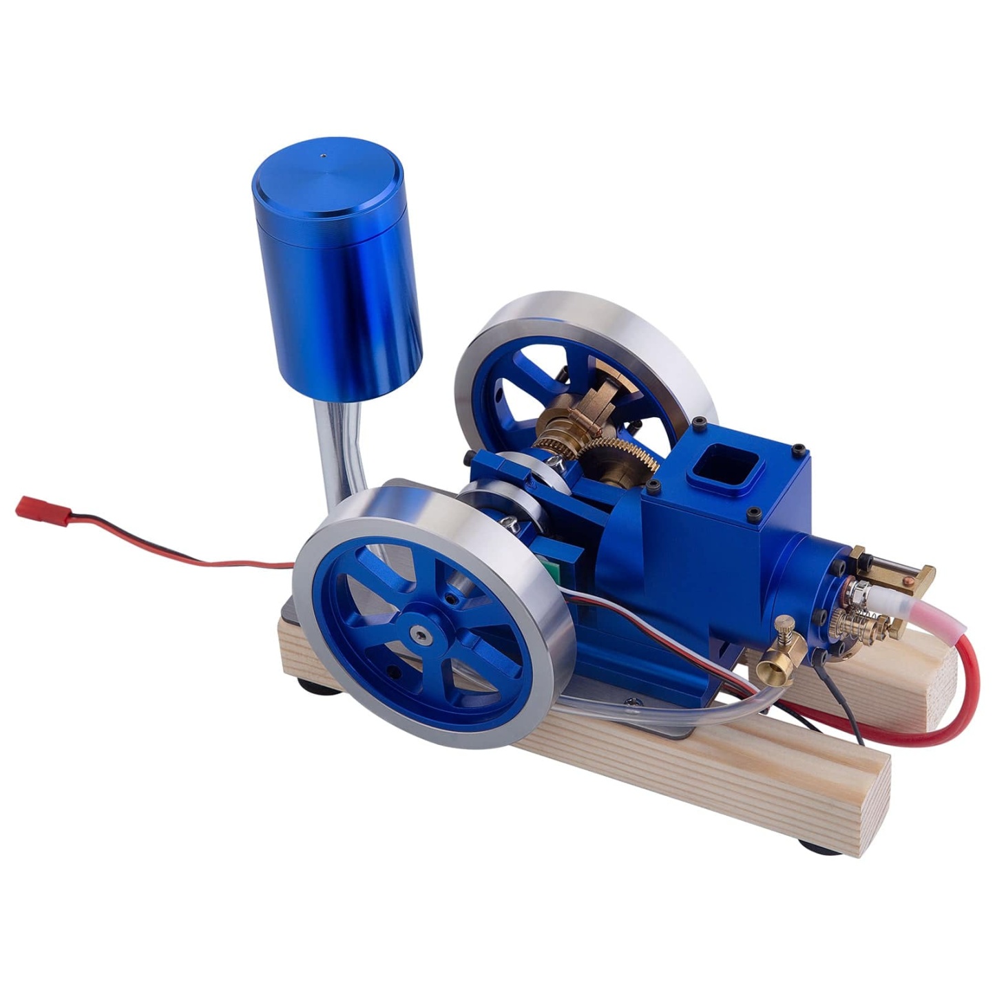 HelloWorld7-Hit & Miss Gas Model Engine with Wooden Base Fuel Tank Water Cooled ICE Engine