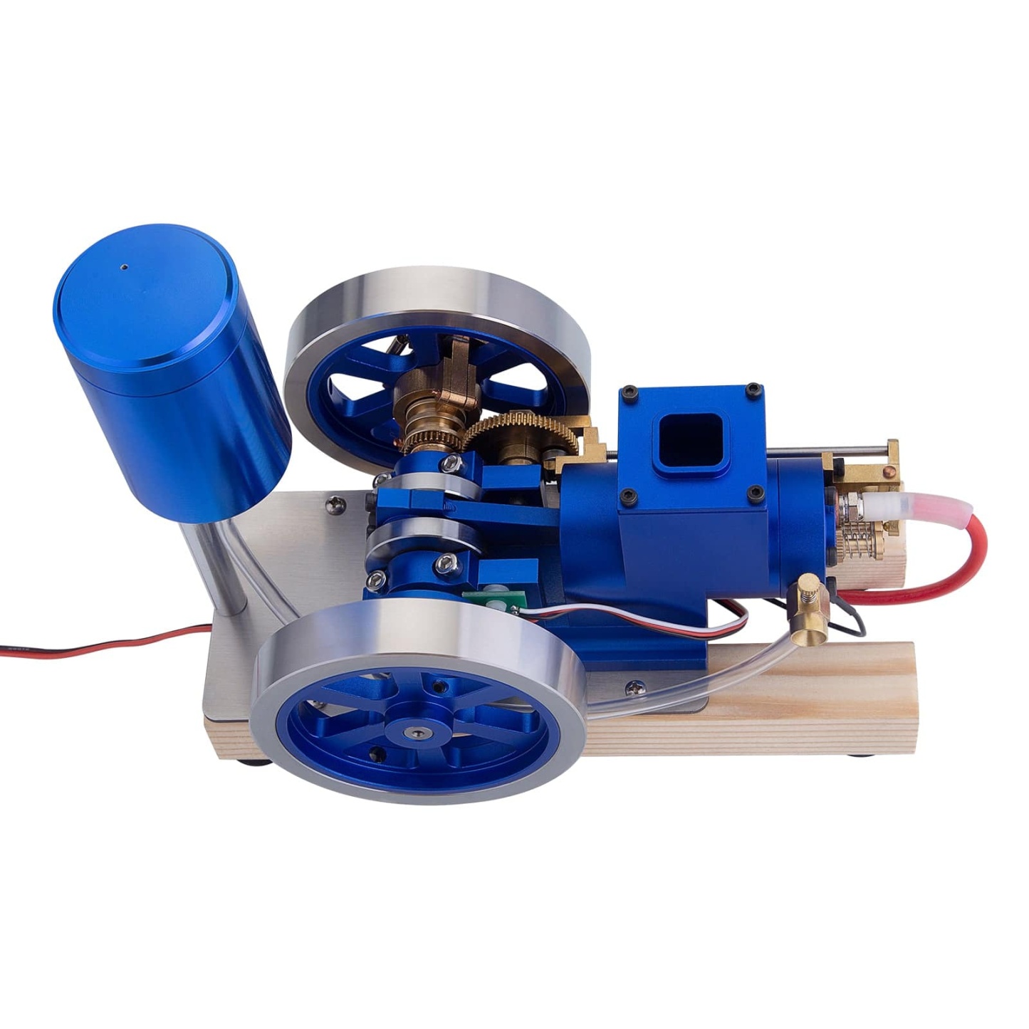 HelloWorld7-Hit & Miss Gas Model Engine with Wooden Base Fuel Tank Water Cooled ICE Engine