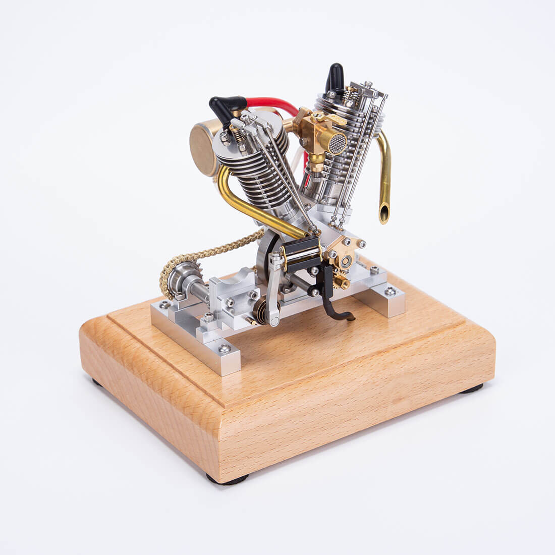 HelloWorld7-Hoglet V-Twin Engine Four-Stroke Gas Miniature Motorcycle Engine with Pedal Start H08