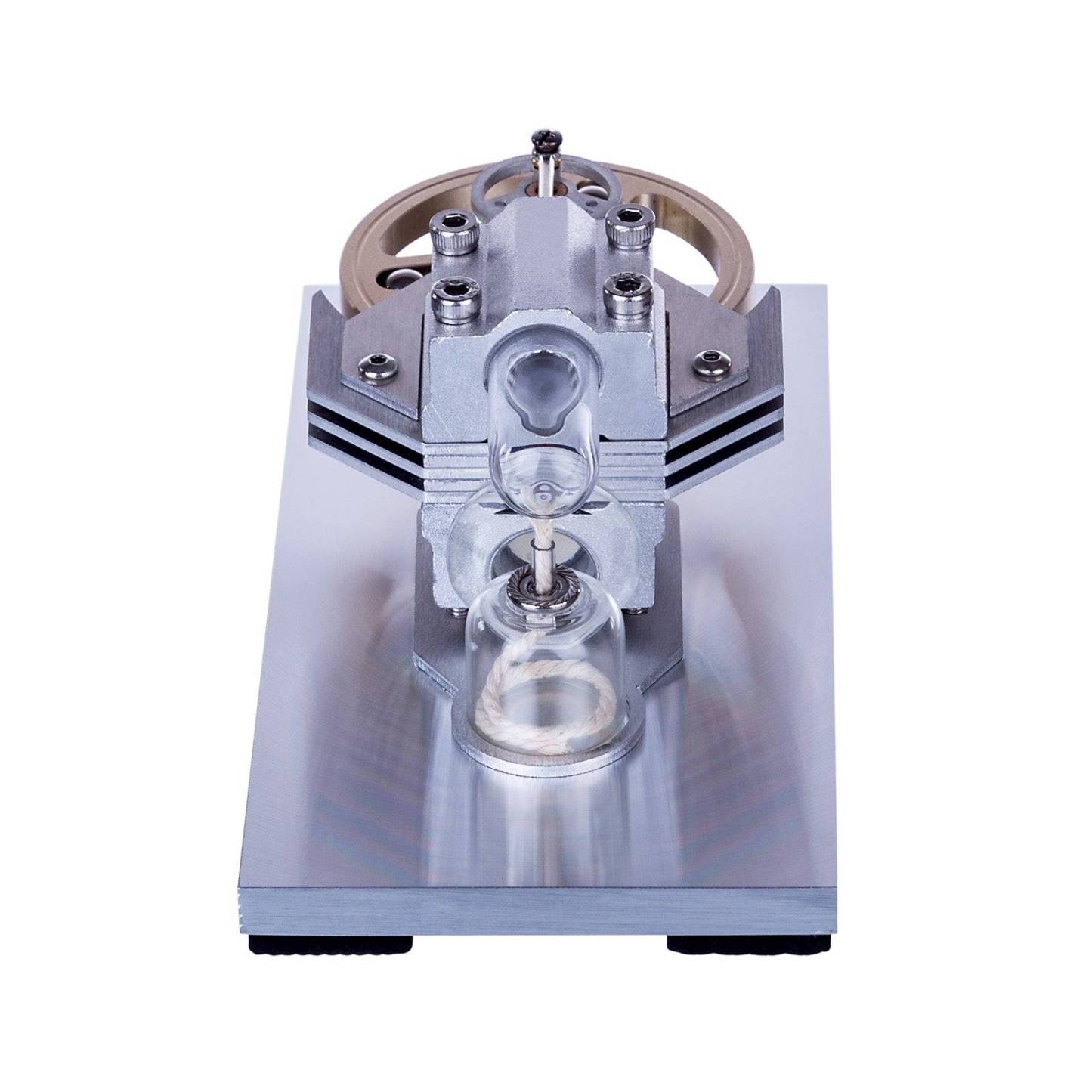 HelloWorld7-Horizontal Single Cylinder Flywheel Stirling Engine Model Experiment Toy