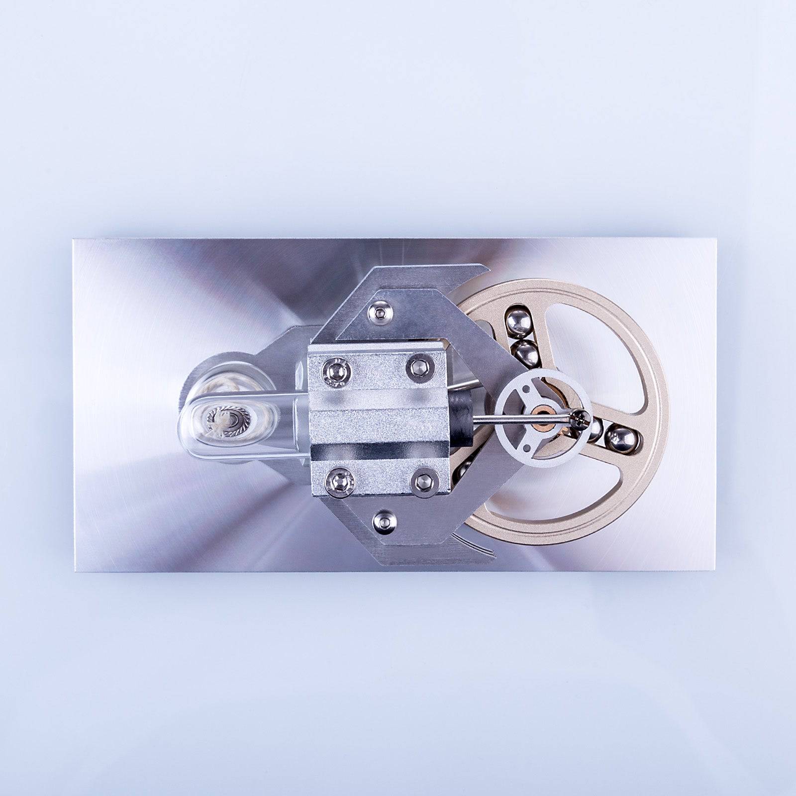HelloWorld7-Horizontal Single Cylinder Flywheel Stirling Engine Model Experiment Toy