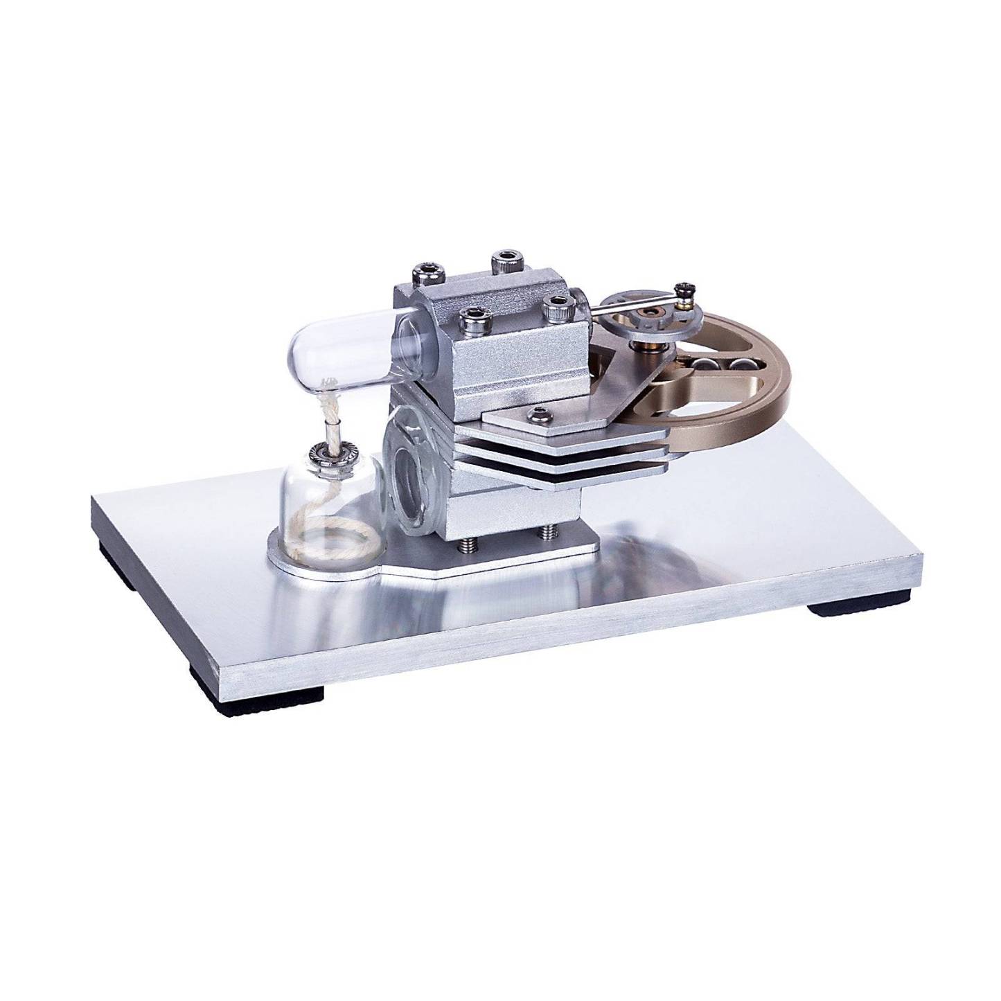 HelloWorld7-Horizontal Single Cylinder Flywheel Stirling Engine Model Experiment Toy