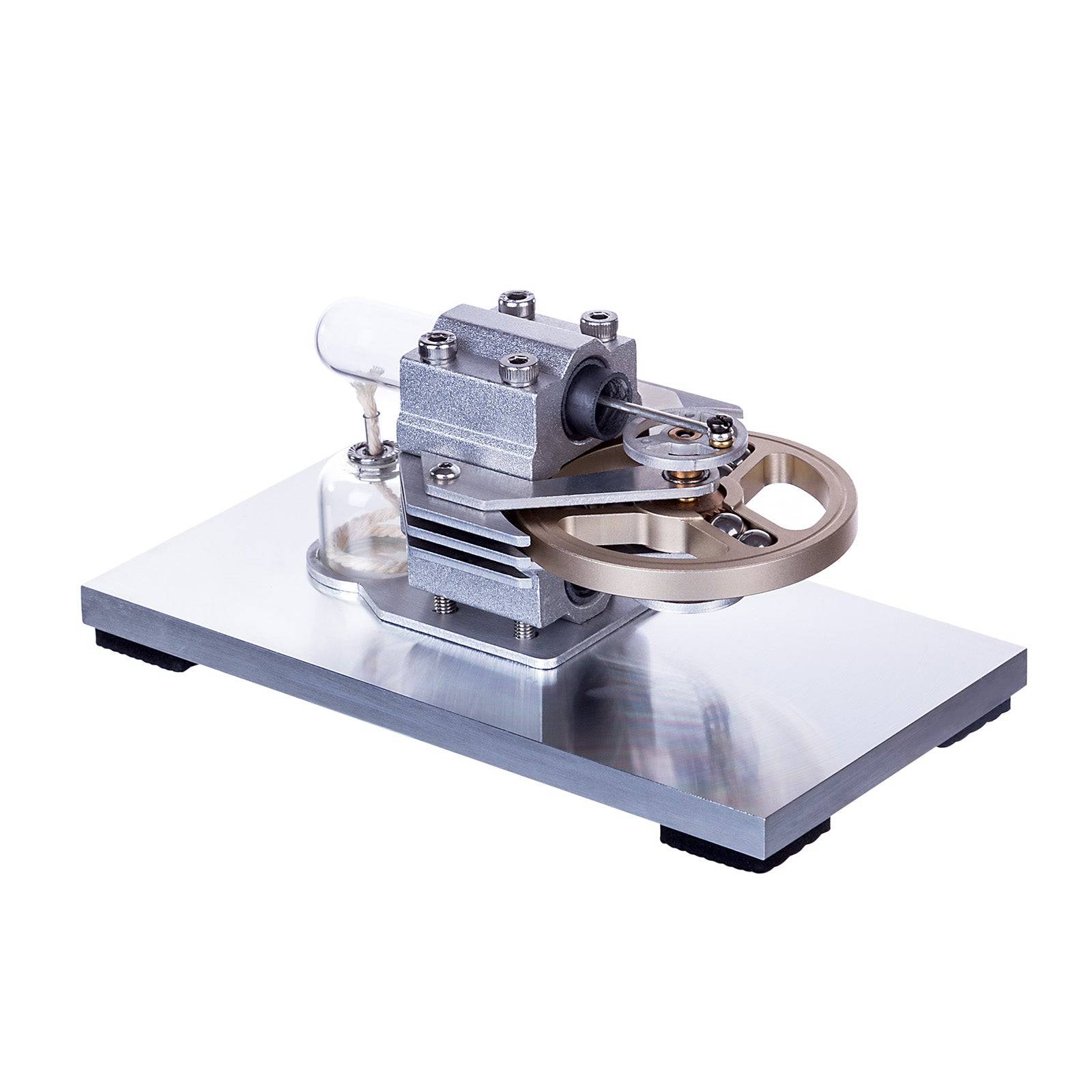 HelloWorld7-Horizontal Single Cylinder Flywheel Stirling Engine Model Experiment Toy