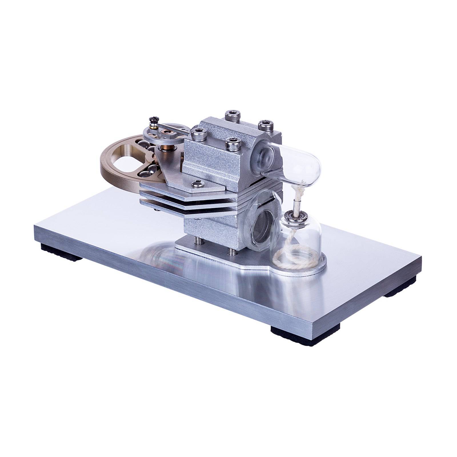 HelloWorld7-Horizontal Single Cylinder Flywheel Stirling Engine Model Experiment Toy