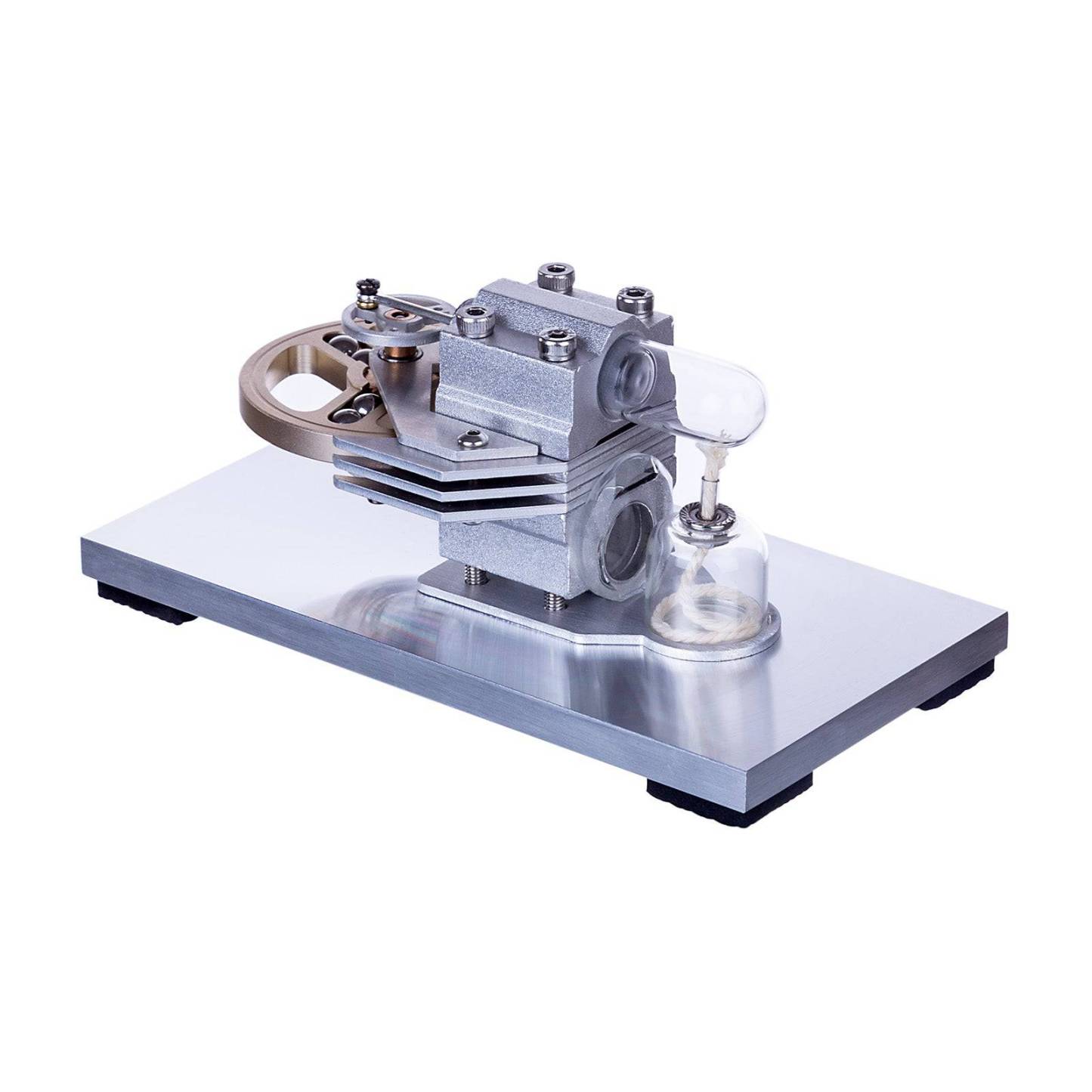 HelloWorld7-Horizontal Single Cylinder Flywheel Stirling Engine Model Experiment Toy