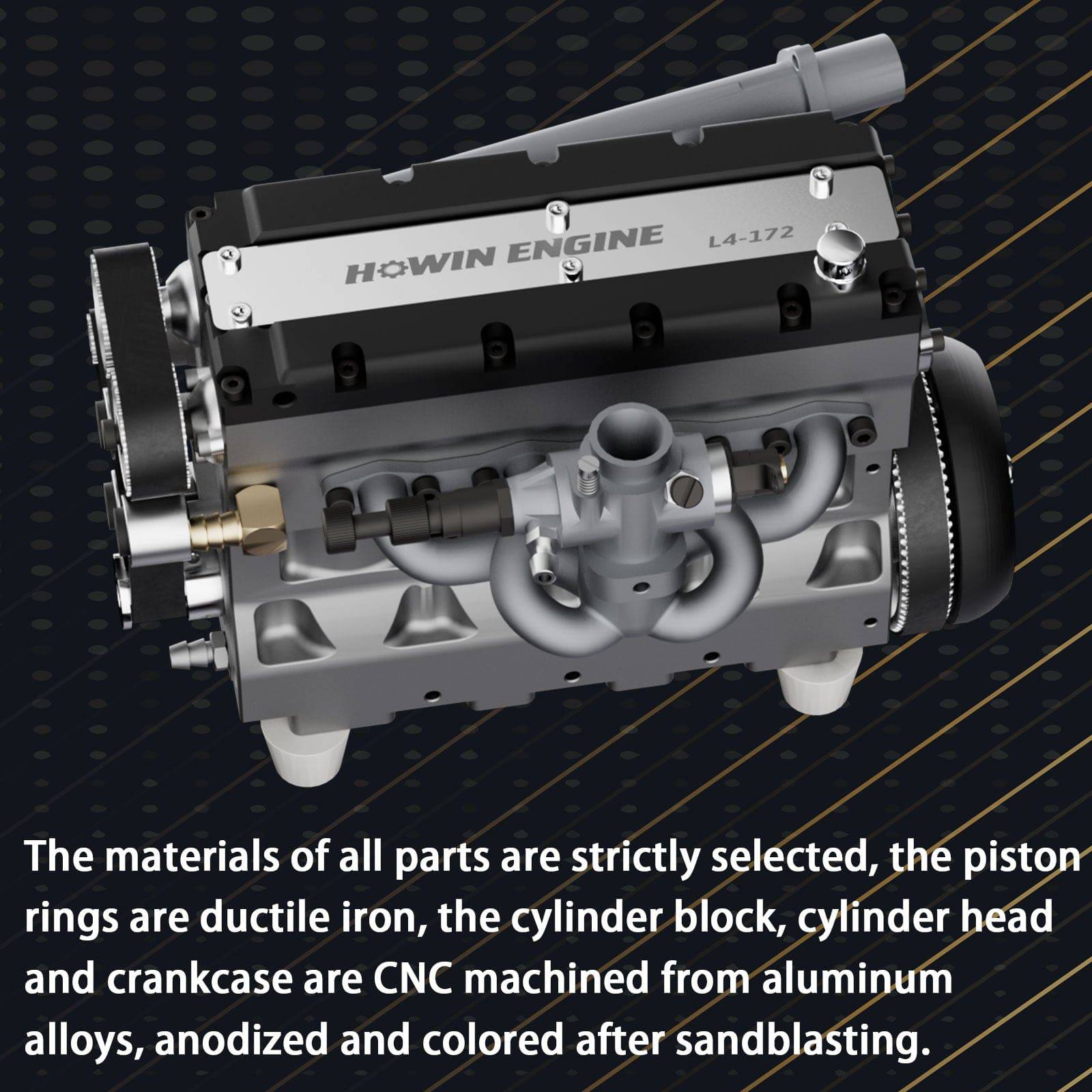HelloWorld7-HOWIN L4-172 17.2cc SOHC Inline 4 Cylinder FOUR Stroke 15000 rpm Nitro RC Engine