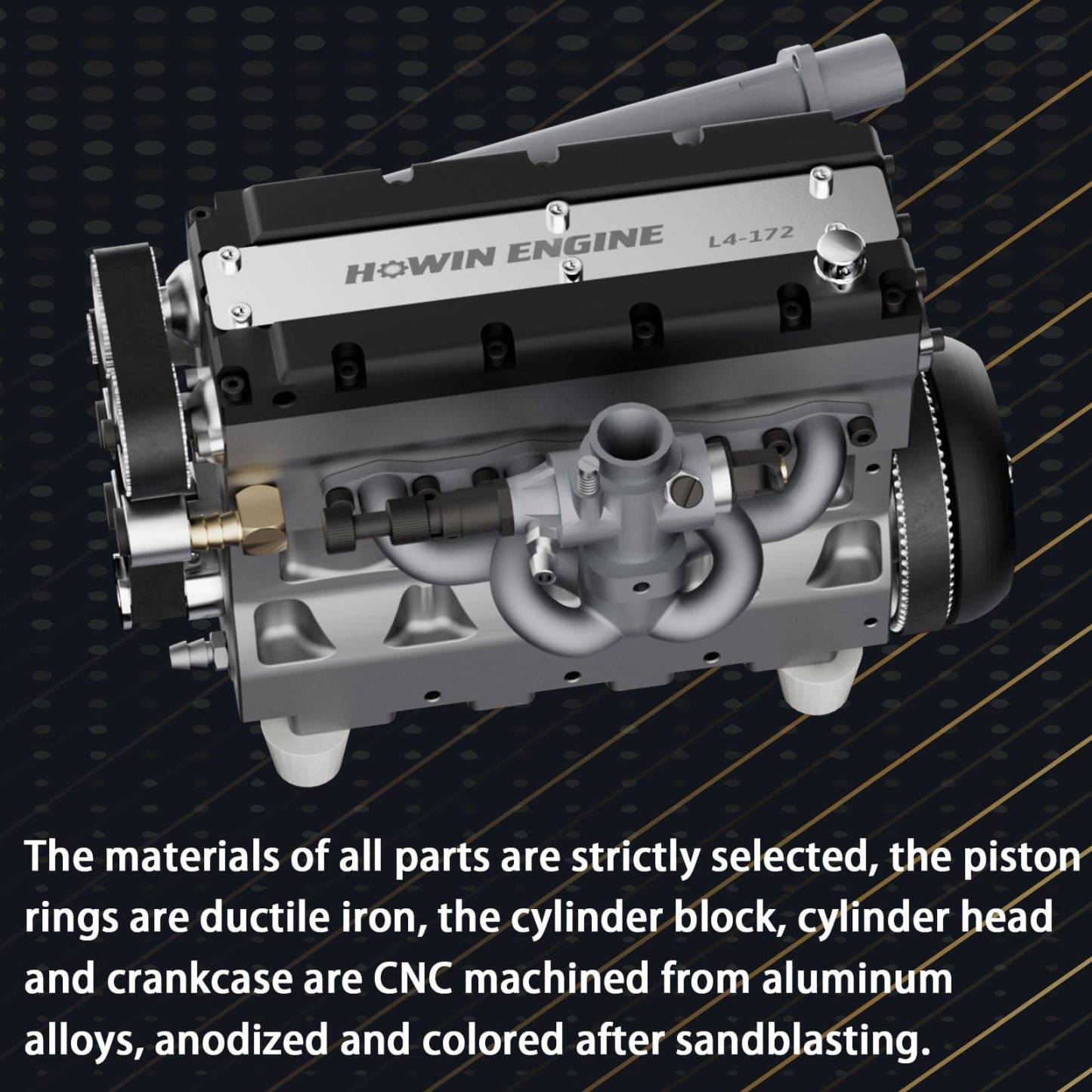 HelloWorld7-HOWIN L4-172 17.2cc SOHC Inline 4 Cylinder FOUR Stroke 15000 rpm Nitro RC Engine