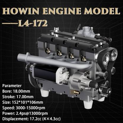 HelloWorld7-HOWIN L4-172 17.2cc SOHC Inline 4 Cylinder FOUR Stroke 15000 rpm Nitro RC Engine