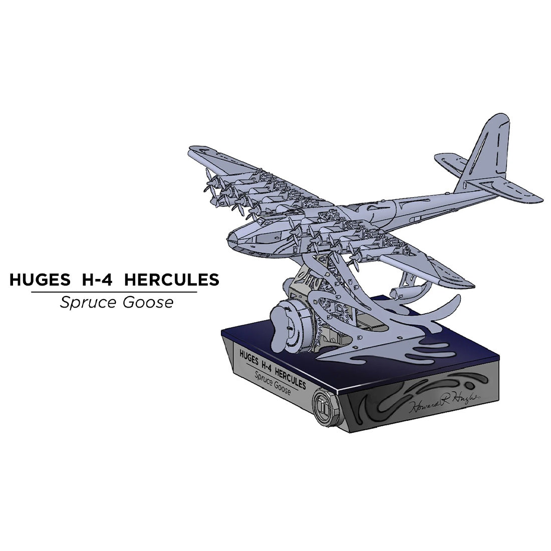 HelloWorld7-Hughes H-4 3D Metal Mechanical Plane Assembly Model Building Kit for Aviation Lovers