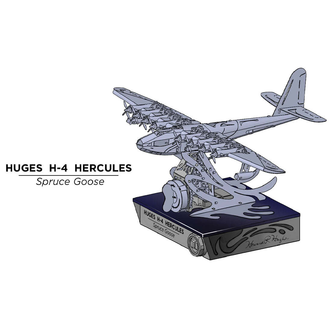 HelloWorld7-Hughes H-4 3D Metal Mechanical Plane Assembly Model Building Kit for Aviation Lovers