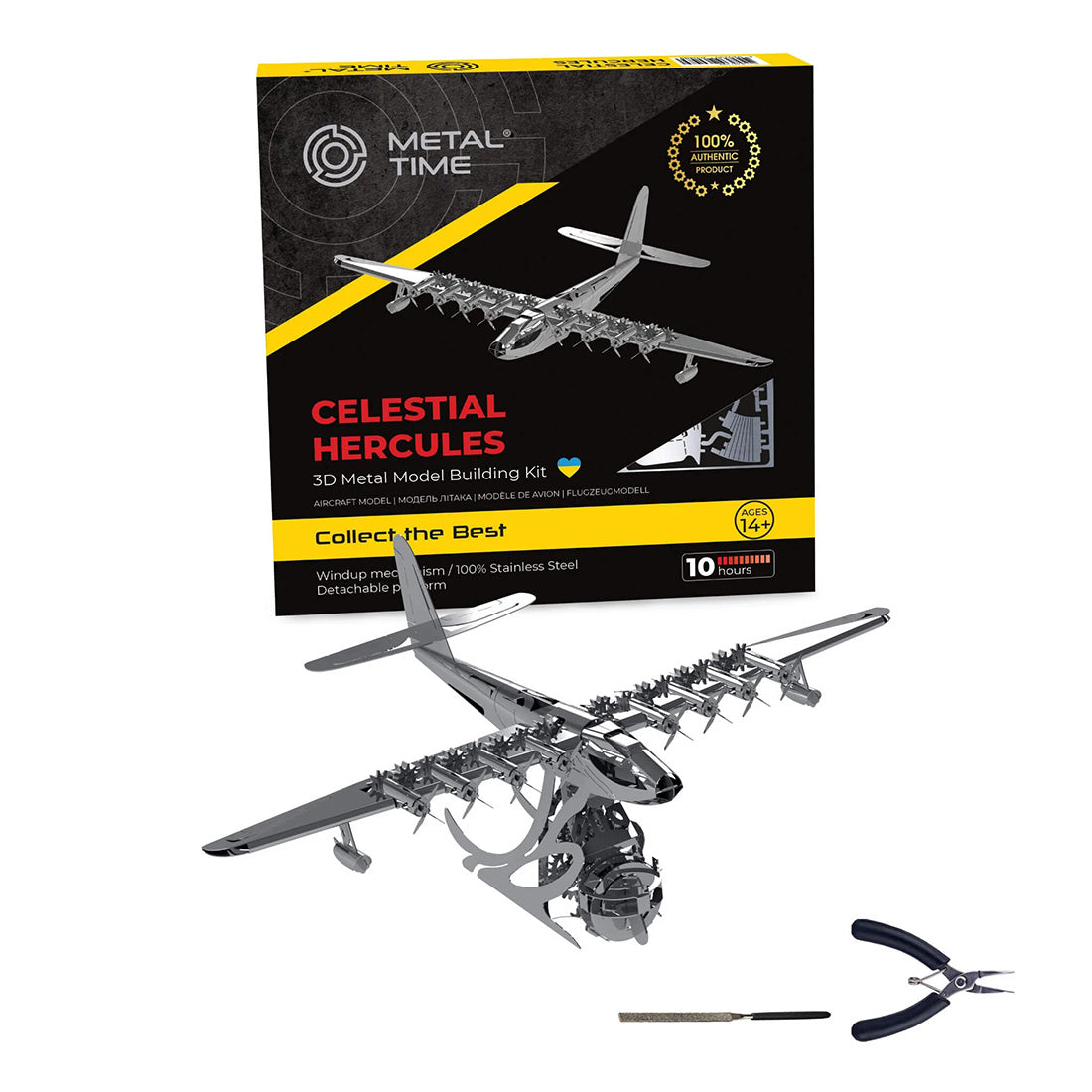 HelloWorld7-Hughes H-4 3D Metal Mechanical Plane Assembly Model Building Kit for Aviation Lovers