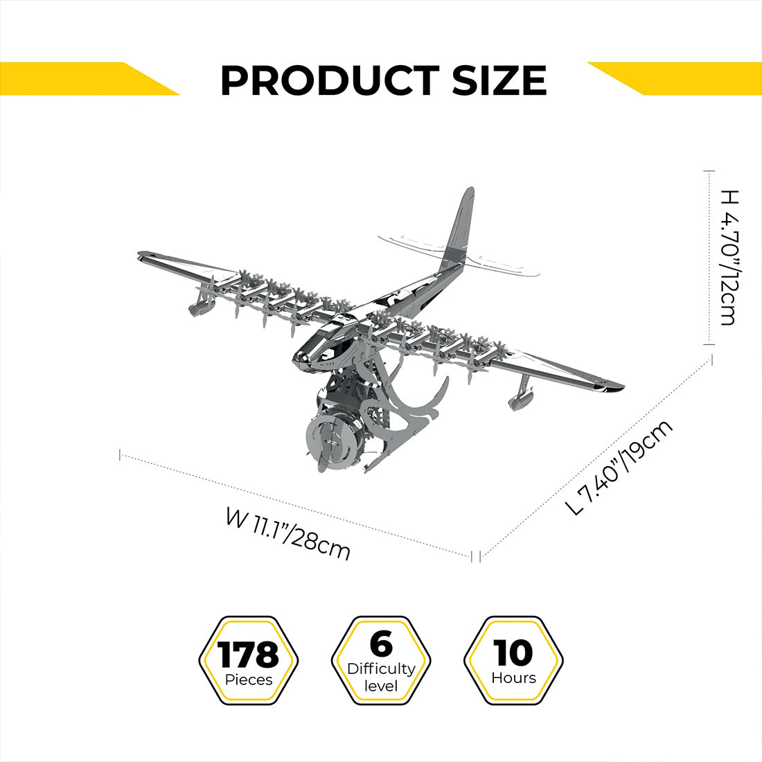 HelloWorld7-Hughes H-4 3D Metal Mechanical Plane Assembly Model Building Kit for Aviation Lovers