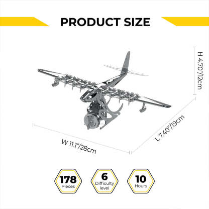 HelloWorld7-Hughes H-4 3D Metal Mechanical Plane Assembly Model Building Kit for Aviation Lovers