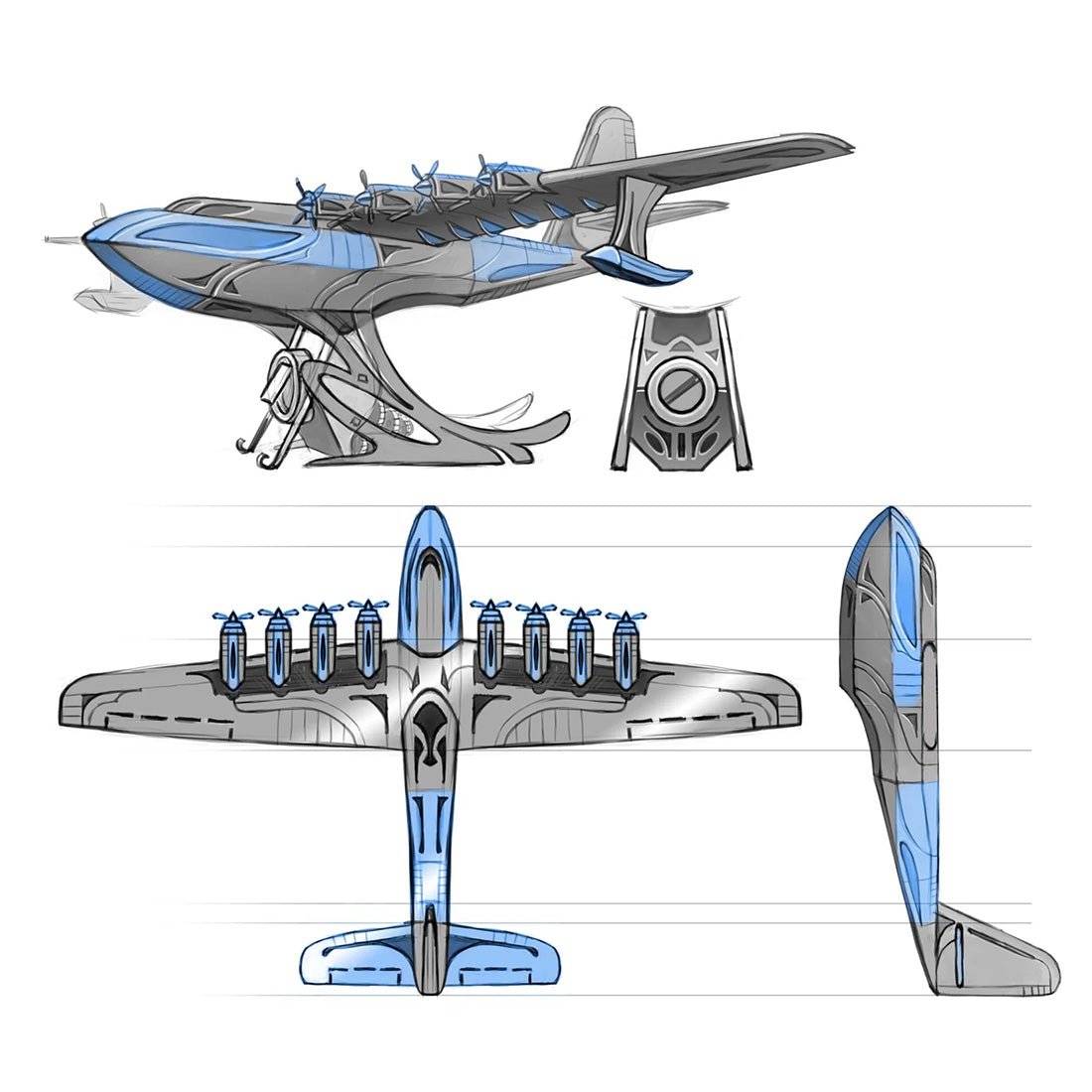 HelloWorld7-Hughes H-4 3D Metal Mechanical Plane Assembly Model Building Kit for Aviation Lovers