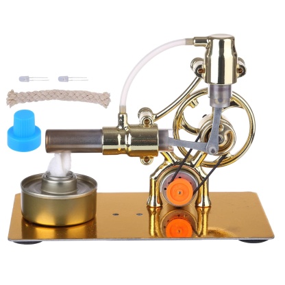 L Type Single Cylinder Golden Stirling Engine Generator Model with LED Science Experiment Gift-helloworld7