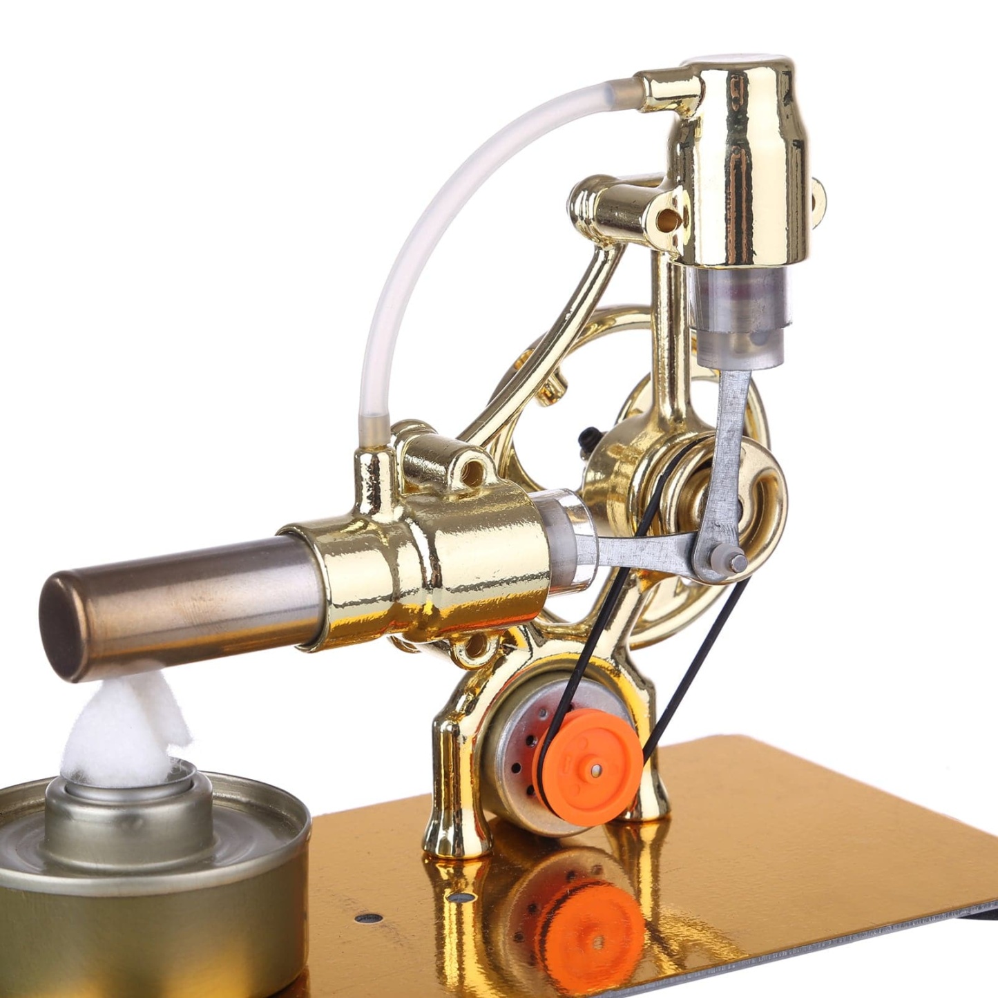L Type Single Cylinder Golden Stirling Engine Generator Model with LED Science Experiment Gift-helloworld7