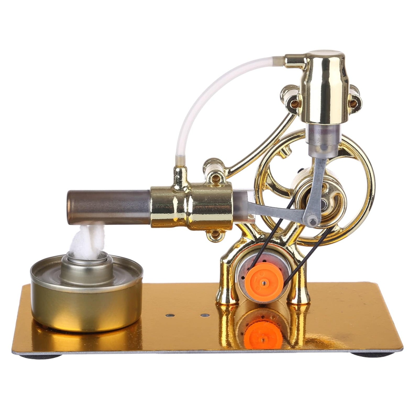 L Type Single Cylinder Golden Stirling Engine Generator Model with LED Science Experiment Gift-helloworld7