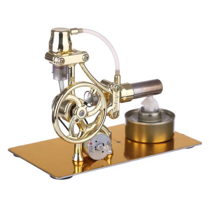 L Type Single Cylinder Golden Stirling Engine Generator Model with LED Science Experiment Gift-helloworld7
