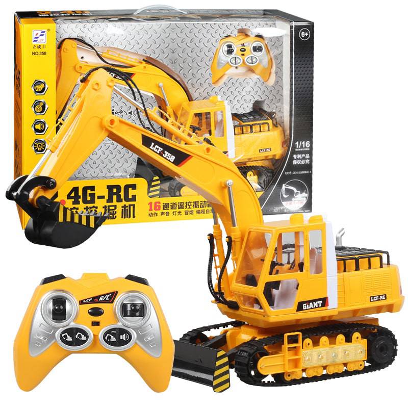 LCF 1/16 Scale 16-Channel RC Excavator 2.4GHz Heavy Duty Construction Vehicle with Realistic Smoke Light and Sound Effects-helloworld7