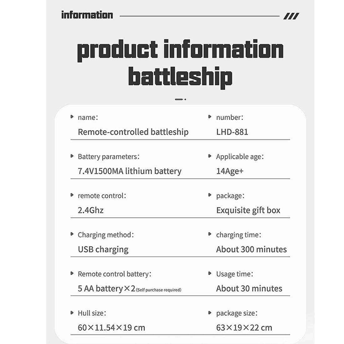 HelloWorld7-LHD-881 RC Boat 1/390 2.4G RC Electric High-Frequency Twin-Engine Battleship Model