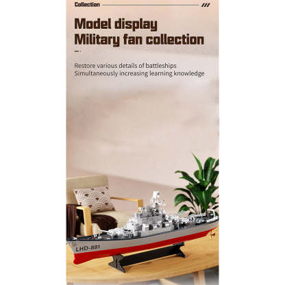 HelloWorld7-LHD-881 RC Boat 1/390 2.4G RC Electric High-Frequency Twin-Engine Battleship Model