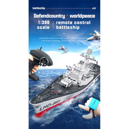 HelloWorld7-LHD-881 RC Boat 1/390 2.4G RC Electric High-Frequency Twin-Engine Battleship Model